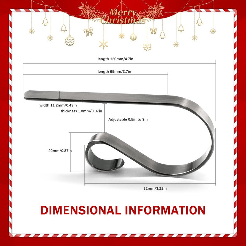 Doitory Christmas Stocking Holder Hanger,4 Pack Adjustable Stocking Holders for Mantle and Fireplace Metal Decoration for Xmas Holiday Party - Image 2